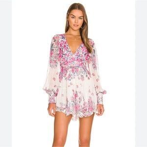 ISO HEMANT & NANDITA mila pleated short dress in tricolor in size S